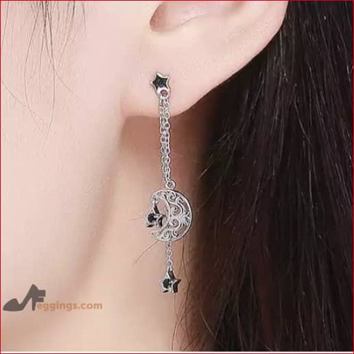 Star Moon Dangle Stud Earrings Hypoallergenic 925 Sterling Silver