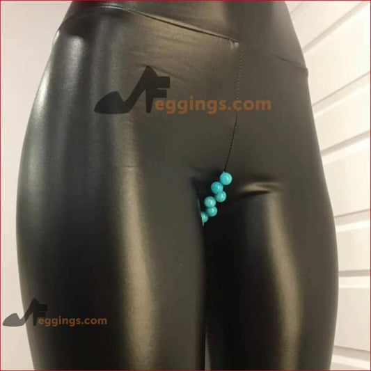 Turquoise Beads Leather Leggings