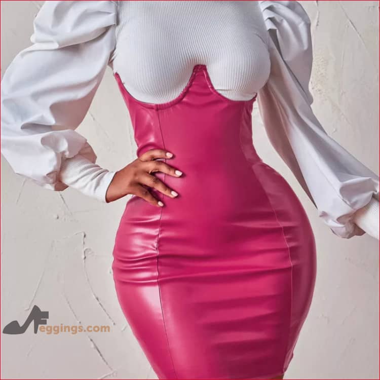 Underbust Skirt Vegan Leather Womens Dress