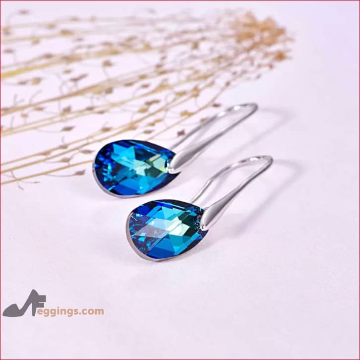 Water Drop Earrings Crystal Bridal Jewelry - Blue