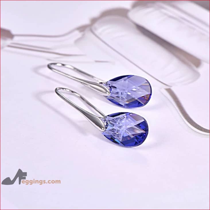 Water Drop Earrings Crystal Bridal Jewelry - Purple