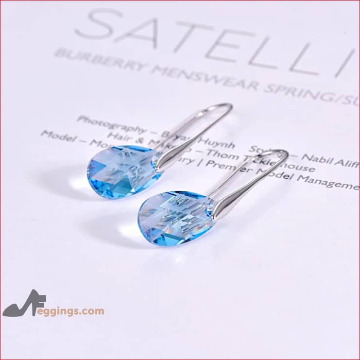 Water Drop Earrings Crystal Bridal Jewelry - Sky Blue