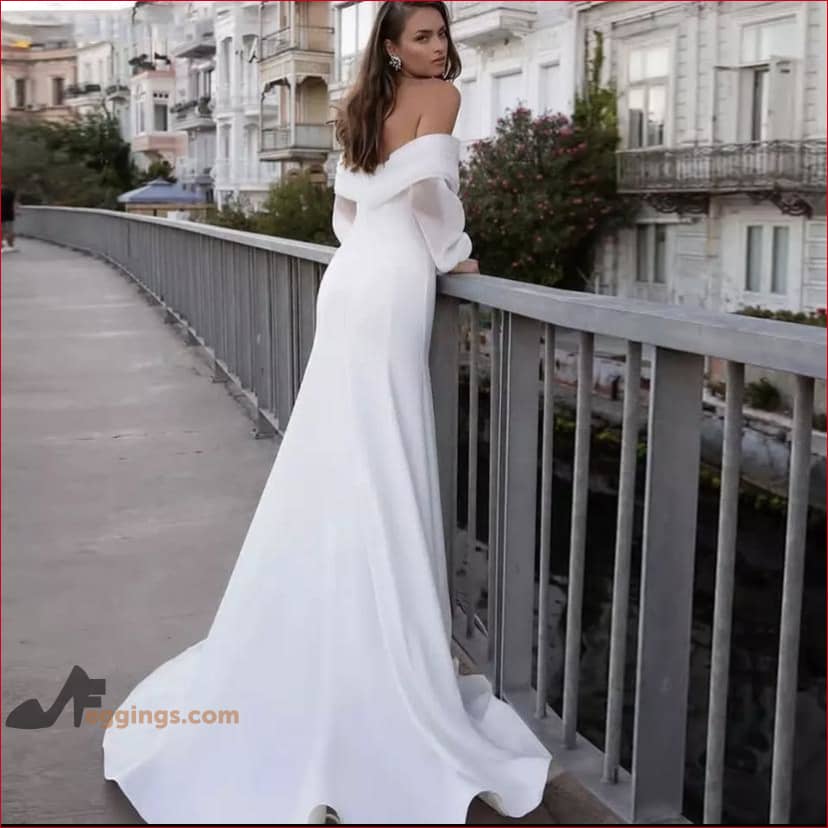 Wedding Dresses Long Puffy Sleeves Bridal Gown