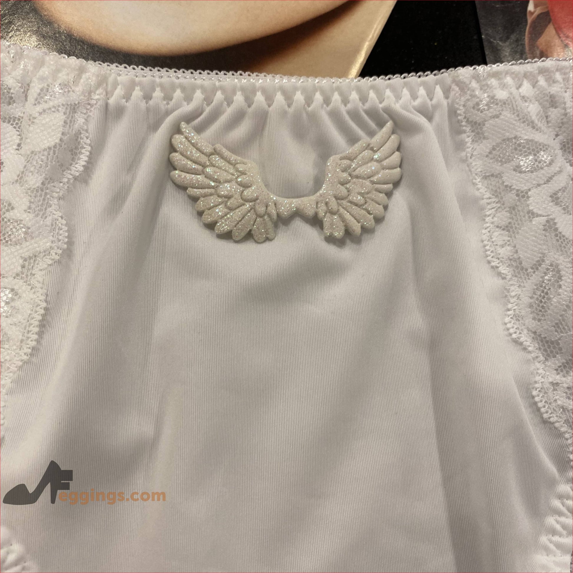 White Bridal Wedding Lace Panties with Angel Wings