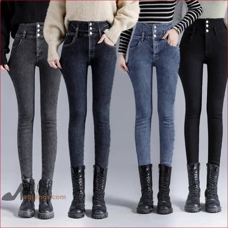 Winter Warm Thick Fleece Skinny Pencil Slim Fit Womens Jeans