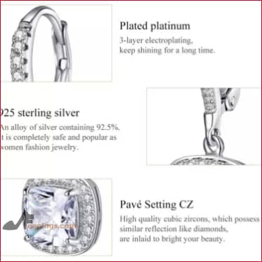 Women’s Gift Idea Hoop Drop Earrings Hypoallergenic 925 Sterling Silver