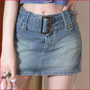 Y2K Mini Belted Short Jeans Boho Skirt